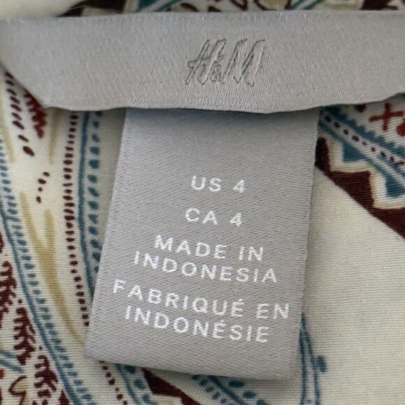 H&M Paisley Chain Print Blouse Sz 4 Quiet Luxury Country Club Old Money Designer - Picture 9 of 12